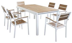 VIDUUS - set tavolo 160/240x95 struttura in alluminio bianco compreso di 6 sedute