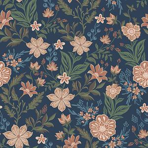 Carta da parati Motivo floreale blu scuro in stile vintage, Parati classici in stile inglese, a00183 : Uwalls.it