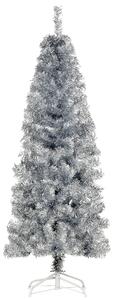 HOMCM Albero di Natale Artificiale Alto e Stretto con Base Rimovibile, 408 Rami, in PET e Acciaio, Φ53x150cm, Argento