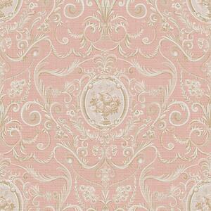 Carta da parati Motivo classico rosa con medaglioni e fiori, Parati classici in stile francese, a00185 : Uwalls.it
