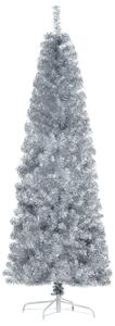 HOMCOM HOMCM Albero di Natale Artificiale Alto e Stretto con Base Rimovibile, 618 Rami, in PET e Acciaio, Φ65x180cm, Argento|Aosom