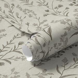 Carta da parati Erbe da prato monocromatiche in stile vintage, Parati classici in stile inglese, a00192 : Uwalls.it