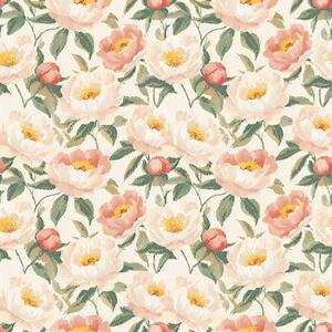 Carta da parati Peonie acquerellate in colori chiari in stile retrò, Parati fiori e piante classici, Parati classici Fiori Peonie, a00193 : Uwalls.it
