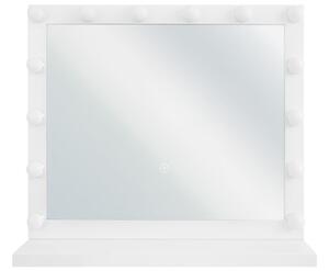 Specchio da toeletta con LED Tavolo da toeletta rettangolare in metallo bianco 50 x 60 cm con lampadine illuminate Hollywood Beliani