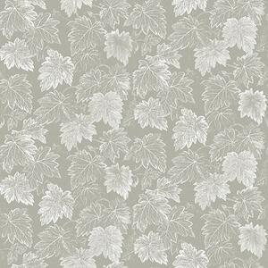 Carta da parati Foglie d'acero grafiche in combinazione di colori argento su sfondo grigio, Parati classici Rustica, a00196 : Uwalls.it
