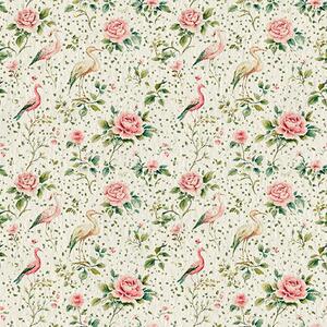 Carta da parati Rose rosa pastello e uccelli in stile shabby chic, Parati classici in stile inglese, a00201 : Uwalls.it
