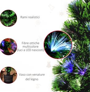 HOMCOM Alberello di Natale Artificiale con 40 Luci e Fibre Ottiche Colorate, 40 Rami e Base Rimovibile, Φ28x55cm, Verde
