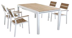 VIDUUS - set tavolo 160/240x95 struttura in alluminio bianco compreso di 4 sedute