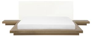 Letto in Legno di colore Marrone Chiaro Stile Giapponese 2 Comodini 160 x 200 cm matrimoniale Beliani
