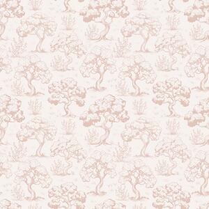 Carta da parati Sagome monocromatiche di alberi in stile vintage, combinazione di colori beige, Parati classici in stile inglese, a00210 : Uwalls.it