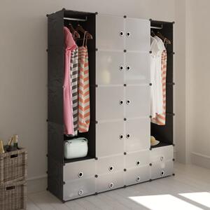 240501 Modular Cabinet with 18 Compartments Black and White 37 x 146 x 180,5 cm