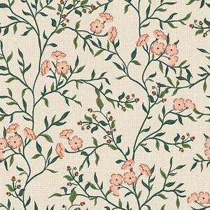 Carta da parati Rami traforati con fiori di corallo, motivo floreale, Parati classici in stile inglese, a00221 : Uwalls.it