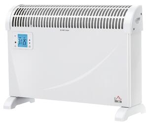 HOMCOM Stufa Elettrica da Parete con Temperatura Regolabile e Timer, 58.5x20x43cm, Bianco|Aosom