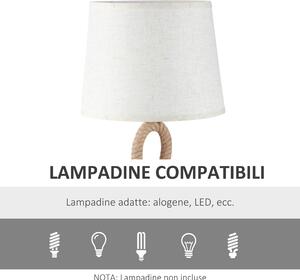 HOMCOM Lampada da Tavolo Stile Marinaro in Corda e Tessuto, Attacco E27, Ф30x56cm - Bianco
