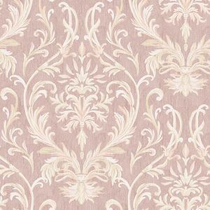 Carta da parati Damasco classico su sfondo rosa, motivo barocco, Parati stile vintage classici, a00227 : Uwalls.it
