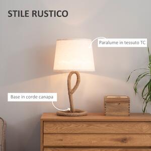 HOMCOM Lampada da Tavolo Stile Marinaro in Corda e Tessuto, Attacco E27, Ф30x56cm - Bianco