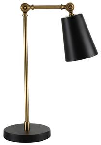 HOMCOM Lampada da Comodino con Paralume Regolabile, Lampada da Tavolo Moderna in Metallo Nero e Oro, 40x18x70cm