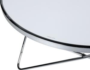 Tavolino da caffè con piano in vetro temperato bianco con gambe a forcina in metallo argentato di forma rotonda Beliani