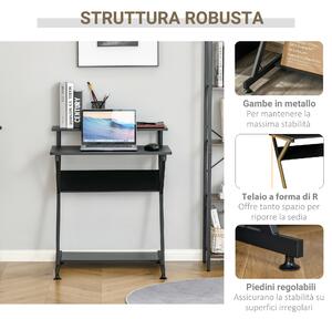 Porta PC con ripiano per stampante struttura e ripiani in vetro