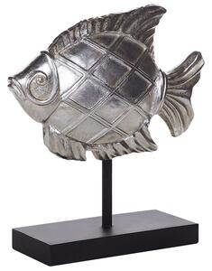Figura Decorativa Effetto Specchio Argento a Forma di Pesce 35 x 38 cm Beliani