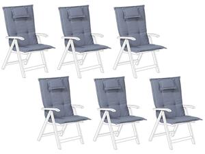 Set di 6 cuscini per sedie da giardino Cuscino per schienale in poliestere blu Design moderno Cuscino per esterni Beliani