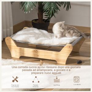 PawHut Cuccia per Gatti da Interno con Cuscino Rimovibile, 68x43x20cm - Bianco e Grigio