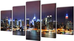 Set Stampa su Tela da Muro Panorama New York a Colori 200x100cm