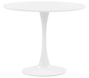 Tavolo da Pranzo Tondo 90 cm Bianco Base in Metallo per Cucina 4 Posti Beliani