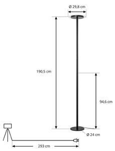 Lampada da terra Frile Arcchio, dimmerabile, Nero, Soggiorno / Sala da pranzo, Alluminio, Moderno, Lampada da terra