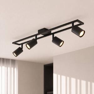 Faretto da soffitto Lindby Bravius, nero, a 4 luci, in ferro Bravius Lindby, dimmerabile, Nero, Soggiorno / Sala da pranzo, Metallo, Downlight