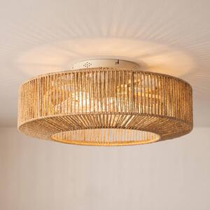 Ventilatore da soffitto Lucande con luce Raveni, Ø 50 cm, corda di canapa Raveni, Crema / Ambra, Soggiorno / Sala da pranzo, Moderno