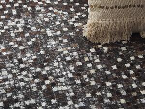 Beliani Tappeto in Pelle Rettangolare Marrone Fatto a Mano Rustico 140 x 200 cm Tekir 