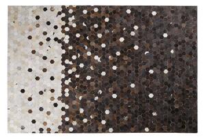 Tappeto tappetino Marrone con Pelle Beige 160 x 230 cm Patchwork Rustico Beliani