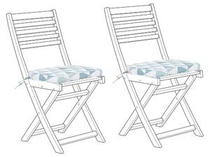 Set di 2 cuscini per sedili da esterno blu con motivo geometrico legato con corde resistenti ai raggi UV Beliani