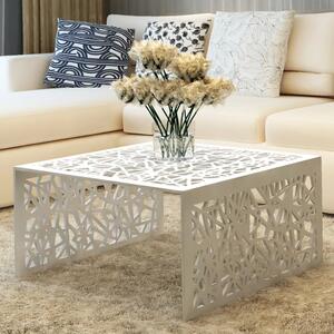 Tavolino con Design Geometrico Traforato Argento in Alluminio