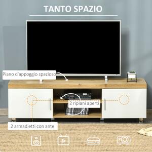 HOMCOM Mobile TV Moderno con 2 Ripiani, Fori Passacavi e 2 Armadietti, Mobiletto  Basso per TV Fino 45, Quercia, 105x40x55cm in Legno