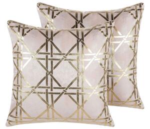 Set di 2 cuscini decorativi Motivo geometrico diamante rosa 45 x 45 cm Stampa lamina Accessori decorativi glamour Beliani