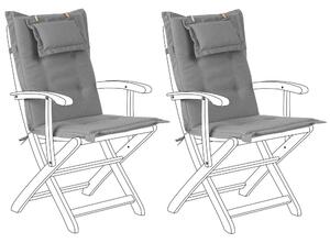 Set di cuscini di ricambio per sedie da esterno in tessuto grigio resistente ai raggi UV 2 cuscini con imbottitura spessa Beliani