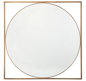 Specchio da Parete Rotondo in Cornice Quadrata dorato 81 x 81 cm Bagno Soggiorno Glam Beliani
