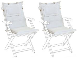 Cuscini di ricambio per sedie da esterno Set di 2 cuscini con imbottitura spessa in tessuto bianco sporco resistente ai raggi UV Beliani