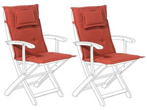 Cuscini sostitutivi per sedie da esterno Set 2 cuscini imbottiti spessi in tessuto rosso resistente ai raggi UV Beliani
