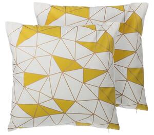 Set di 2 cuscini decorativi in cotone giallo motivo geometrico 45 x 45 cm Net Print Decor Accessori Beliani