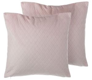 Set di 2 cuscini decorativi in velluto rosa trapuntato a rombi 45 x 45 cm Glamour Beliani