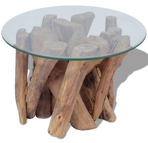 Tavolino da Caffè in Legno di Teak Massello 60 cm