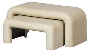 Set di tavolini da salotto color crema con effetto pietra 2 pz 42x92 cm Stani – WOOOD