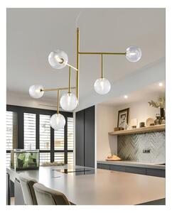 BOLLE 6 SOSPENSIONE 6 LUCI MODERNA IN METALLO NERO O ORO CON SFERE IN VETRO
