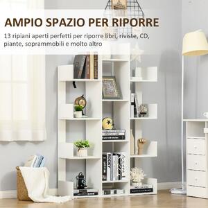 HOMCOM Mobile Libreria ad Albero con 13 Ripiani, Libreria Scaffale Moderna in Legno per Soggiorno, Studio, Ufficio, Bianco