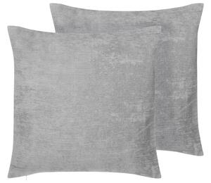 Set di 2 cuscini decorativi Cordone grigio 45 x 45 cm Accessori arredo moderno e minimalista a righe Beliani