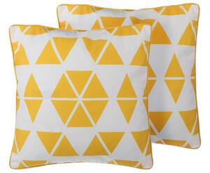 Set di 2 cuscini decorativi Triangoli gialli 45 x 45 cm Motivo geometrico Accessori decorativi moderni e minimalisti Beliani