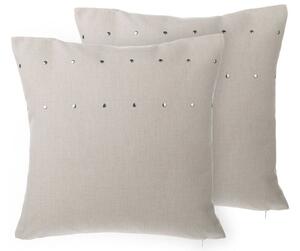 Set di 2 cuscini decorativi Lino beige con borchie 45 x 45 cm Rivetti Arredamento moderno minimalista Accessori Beliani